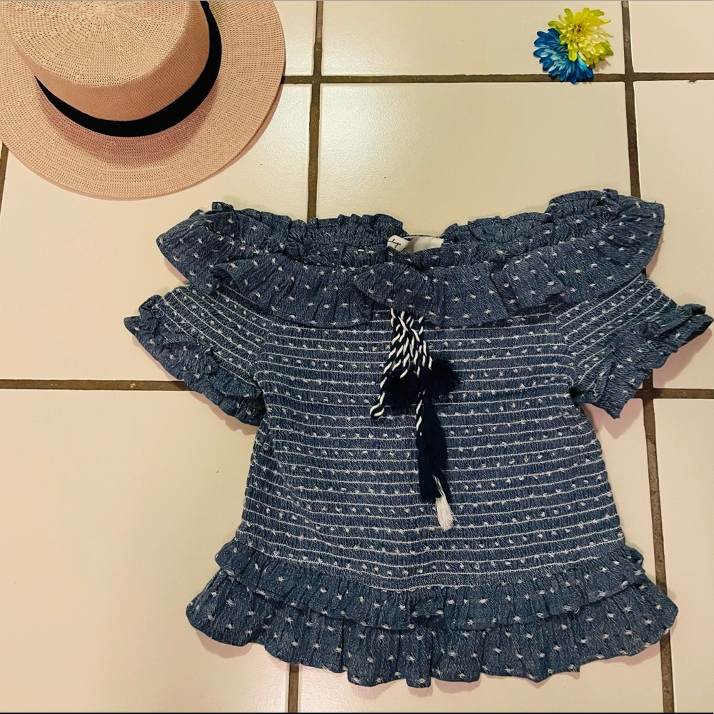 Vintage Havana. Blue crop top. Medium.